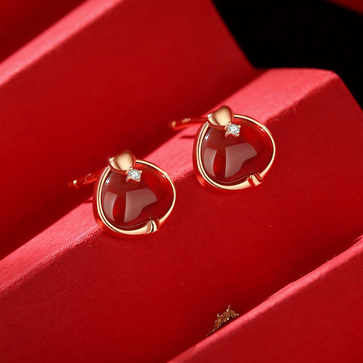 hetian jade year of the snake red agate balance and harmony earrings