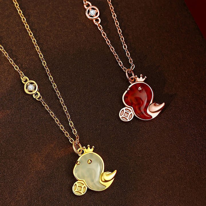 hetian jade year of the snake red agate luck protection necklace