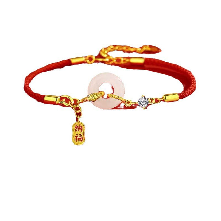 hetian jade year of the snake red string prosperity bracelet