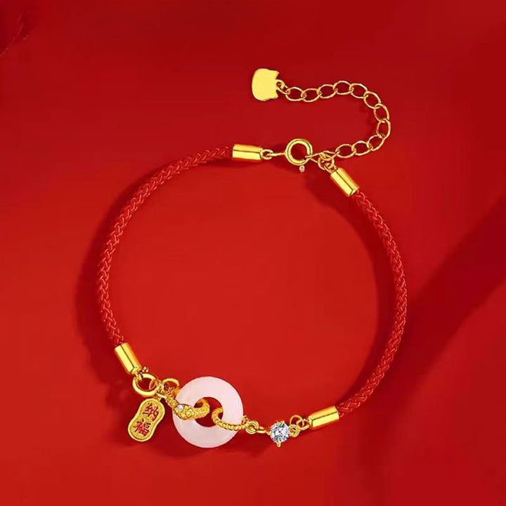 hetian jade year of the snake red string prosperity bracelet