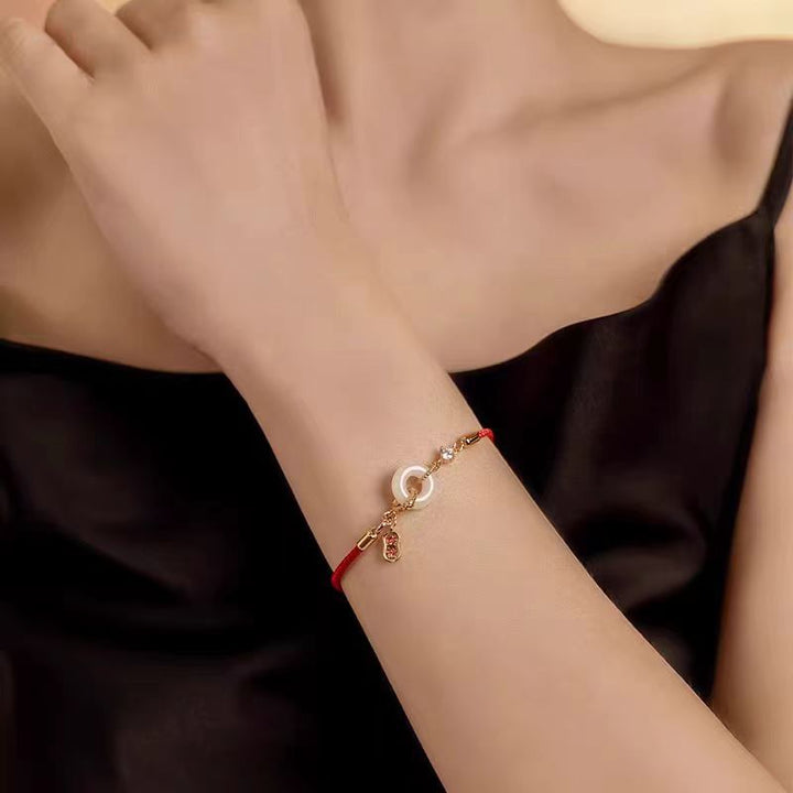 hetian jade year of the snake red string prosperity bracelet