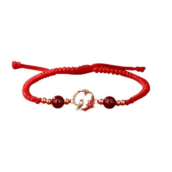 jade and cinnabar year of the snake red string luck bracelet