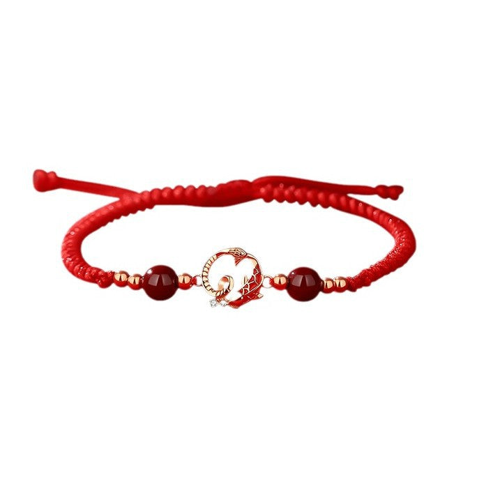 jade and cinnabar year of the snake red string luck bracelet