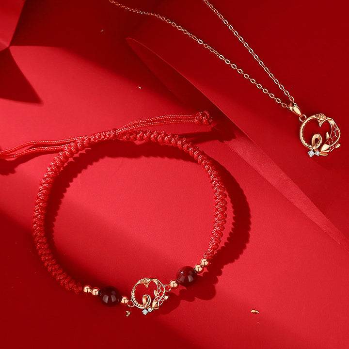 jade and cinnabar year of the snake red string luck bracelet