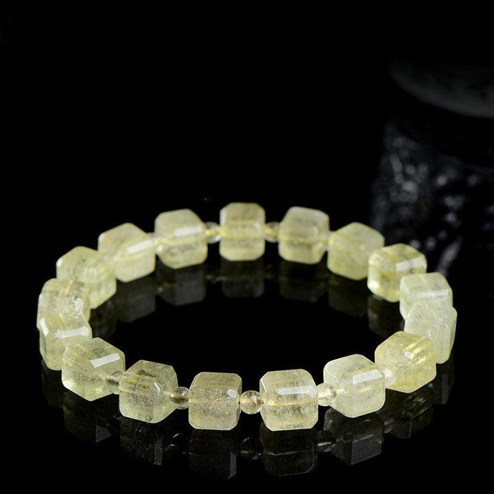 libyan gold tektite cube design crystal bracelet