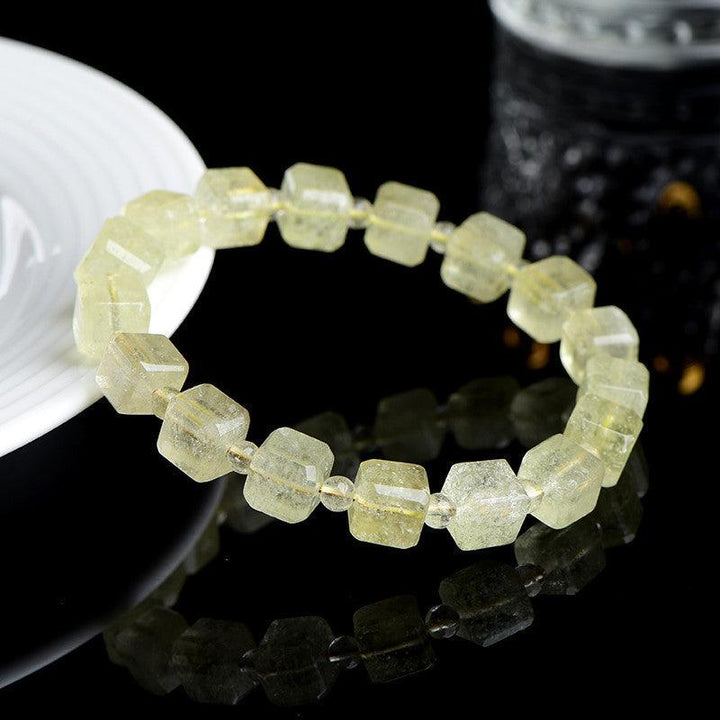 libyan gold tektite cube design crystal bracelet