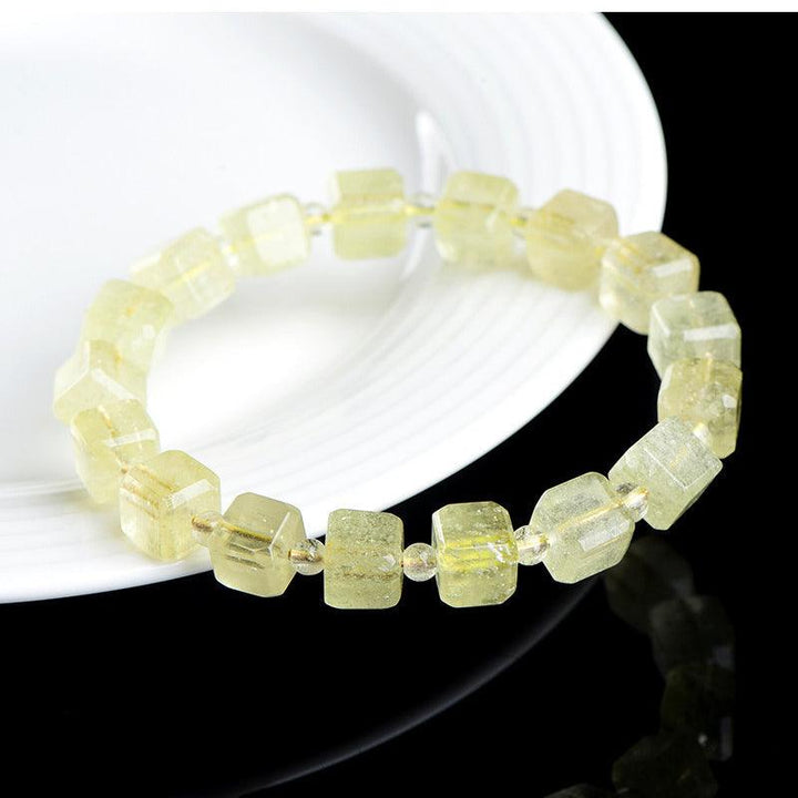 libyan gold tektite cube design crystal bracelet