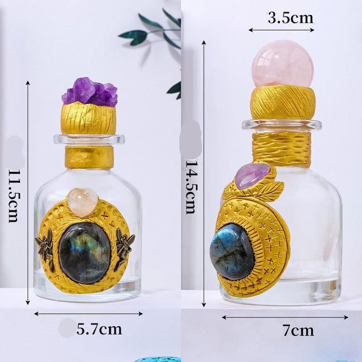 size of magic energy bottle raw crystal stones spell jars