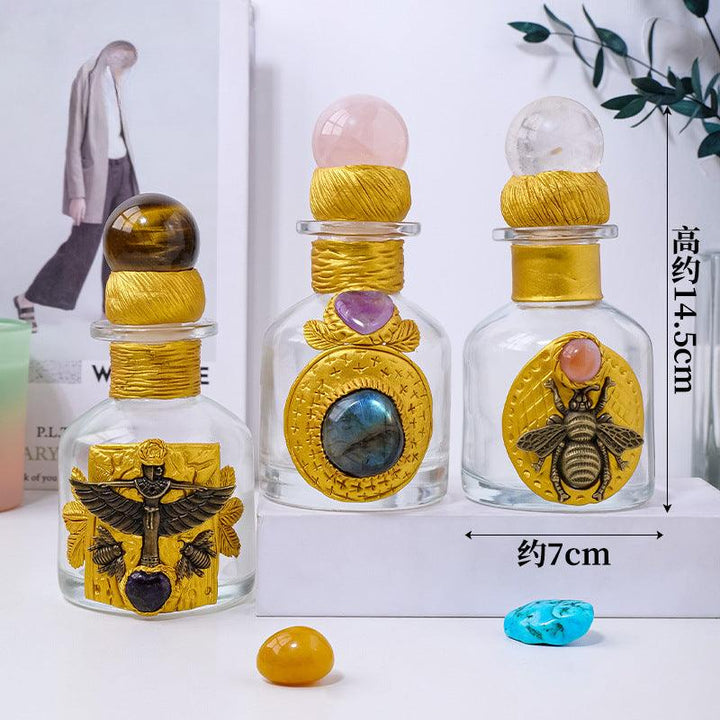 details of magic energy bottle raw crystal stones spell jars