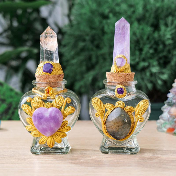 details of magic energy bottle raw crystal stones spell jars