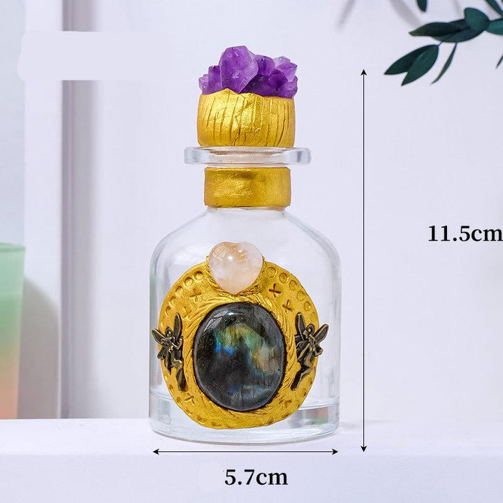 details of magic energy bottle raw crystal stones spell jars