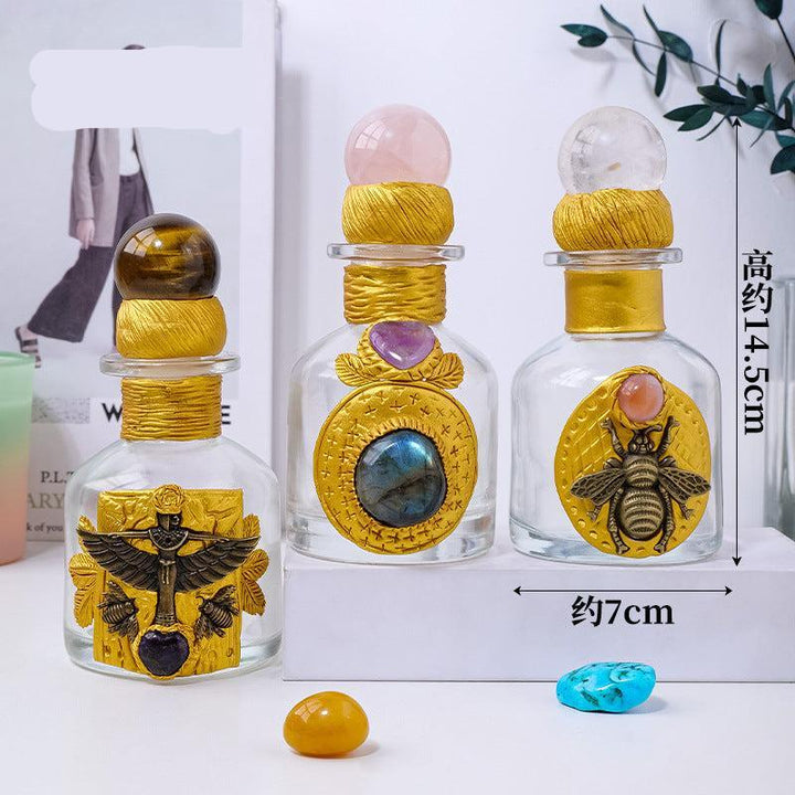 details of magic energy bottle raw crystal stones spell jars