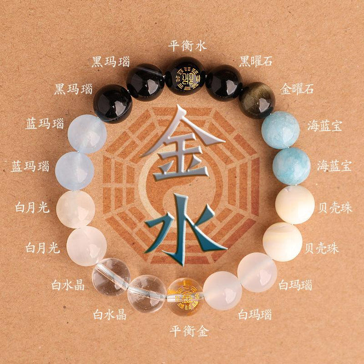 details of metal and water element bracelet five elements feng shui bracelet