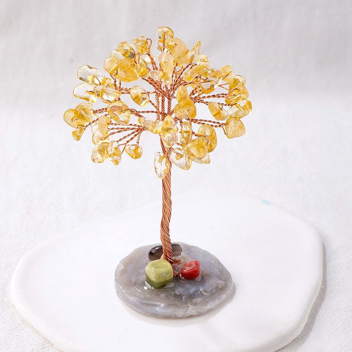 mini citrine crystal bonsai tree with agate base