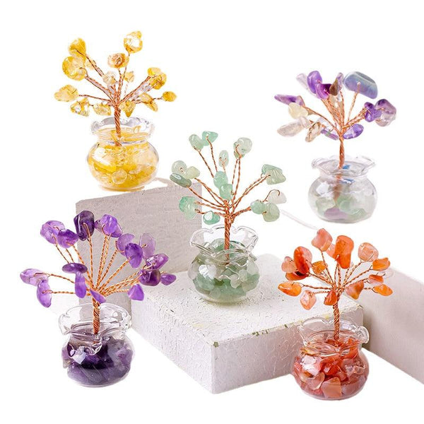 mini natural raw crystal bonsai tree ornament