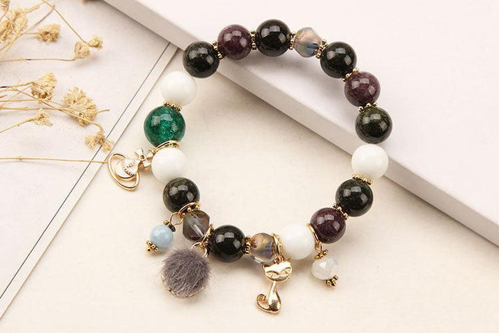 details of mixed colors natural crystals healing stone bracelet