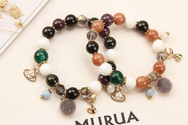 details of mixed colors natural crystals healing stone bracelet