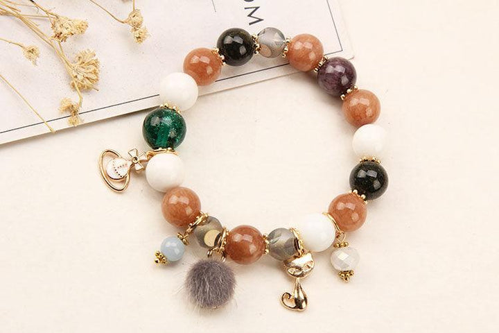 details of mixed colors natural crystals healing stone bracelet