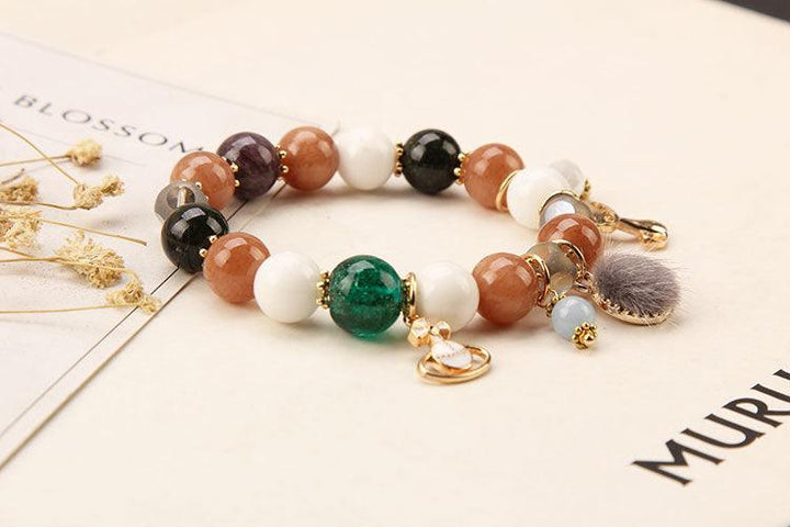 details of mixed colors natural crystals healing stone bracelet