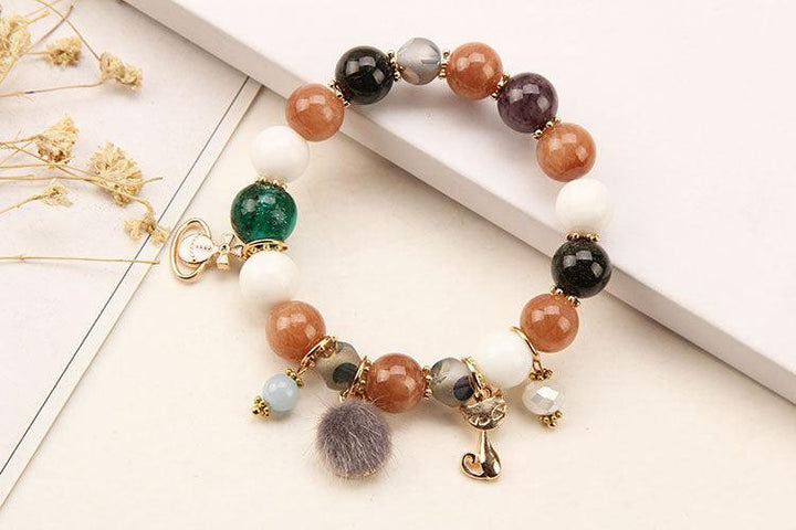 details of mixed colors natural crystals healing stone bracelet