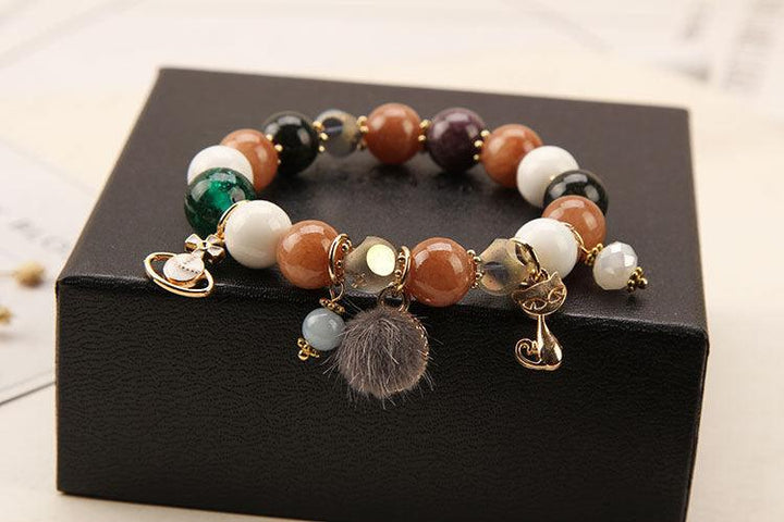 details of mixed colors natural crystals healing stone bracelet