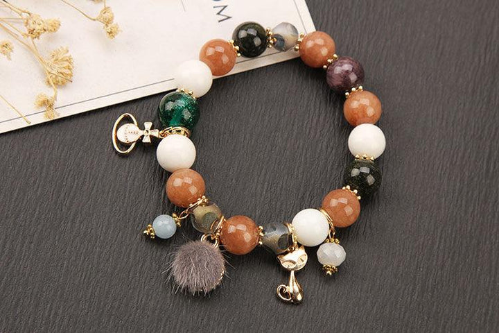 details of mixed colors natural crystals healing stone bracelet