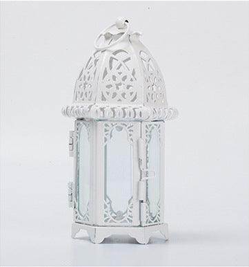 moroccan white stained glass iron scented candle holder