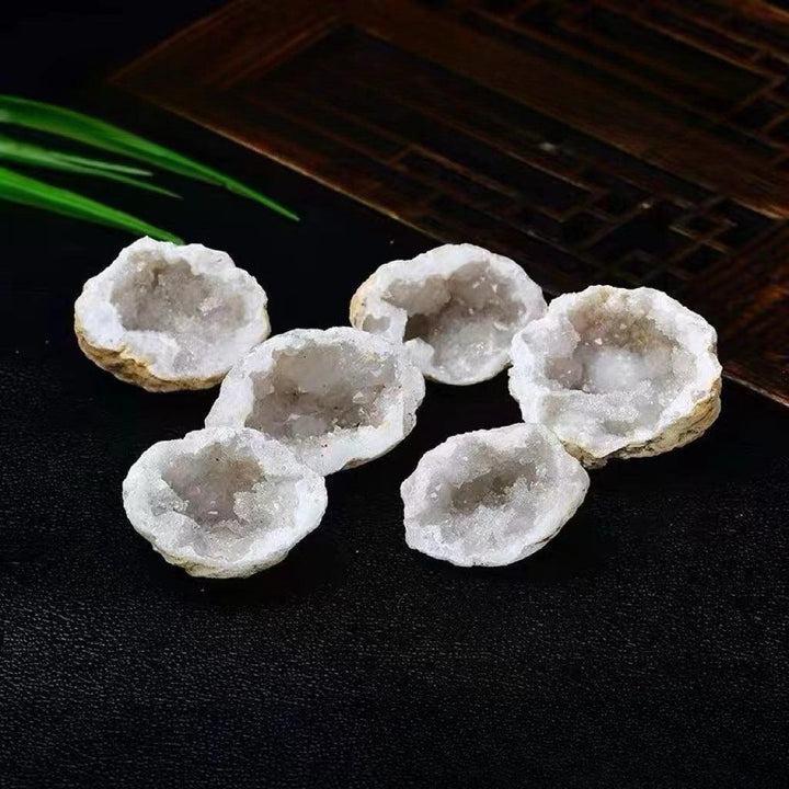 six morocco agate cave white crystal cave ornament on the table