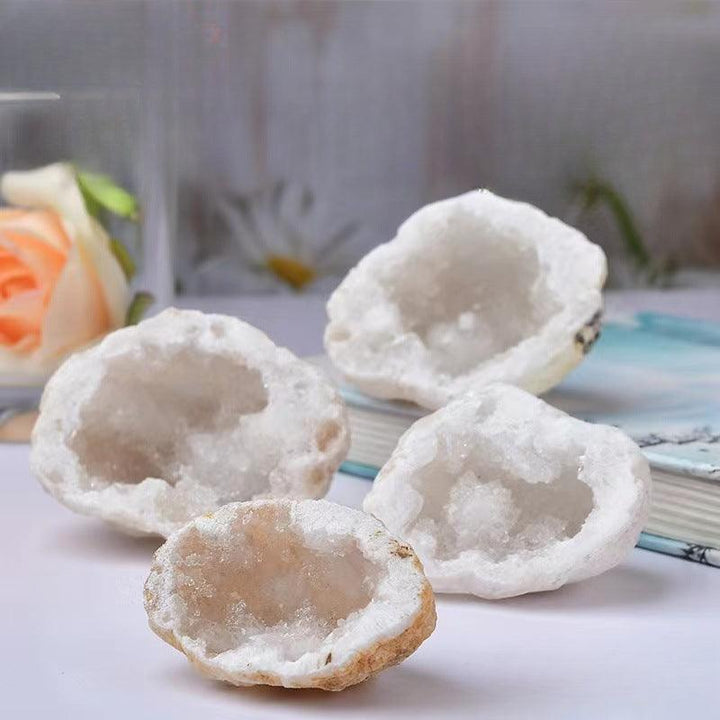 four morocco agate cave white crystal cave ornament on the table