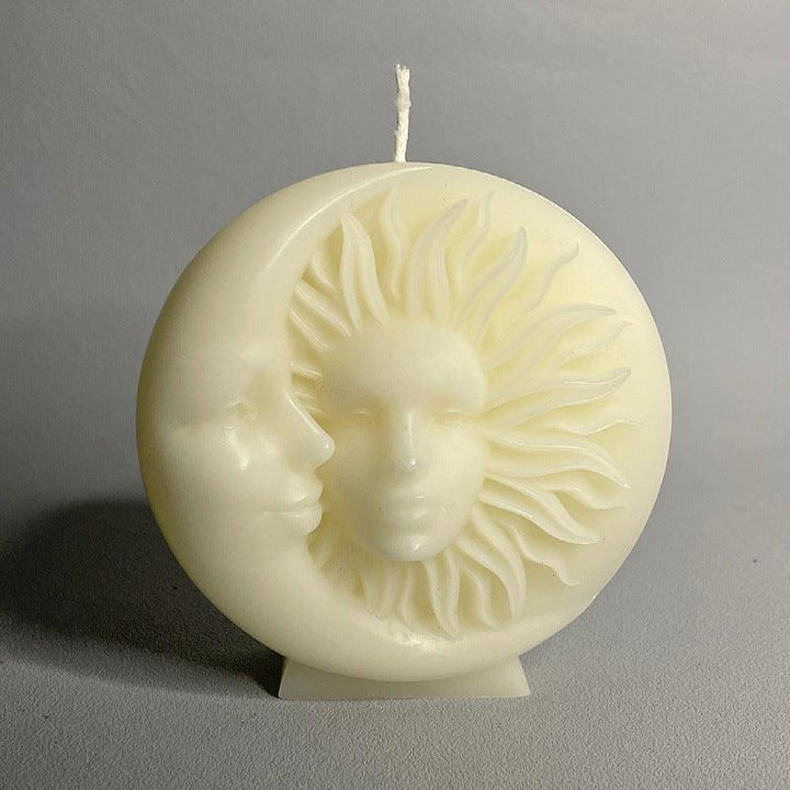 white mythical goddess sun moon face aromatherapy scented candles