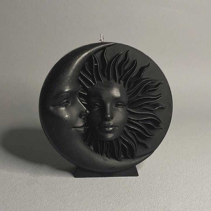 black mythical goddess sun moon face aromatherapy scented candles