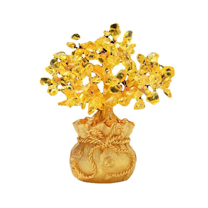 natural citrine crystal bonsai tree with wealth bowl base