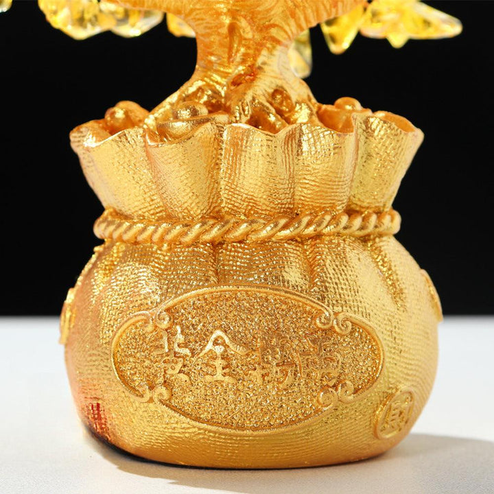 details of natural citrine crystal bonsai tree with wealth bowl base