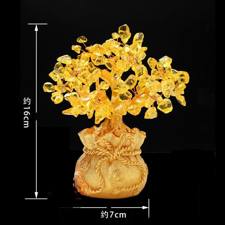 size of natural citrine crystal bonsai tree with wealth bowl base