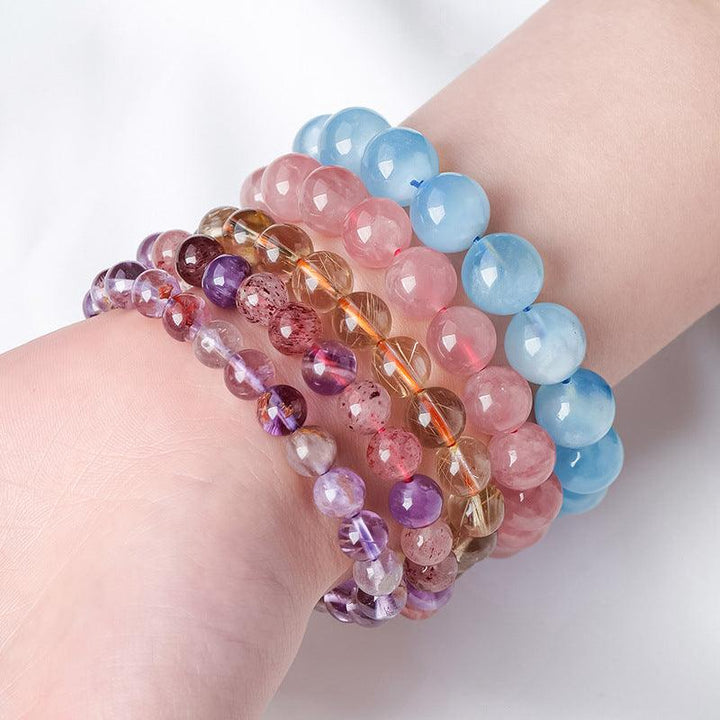 natural crystal aquamarine beaded crystal bracelet