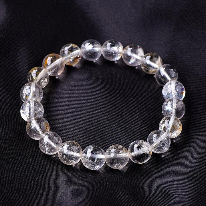 White Azeztulite crystal aquamarine beaded crystal bracelet