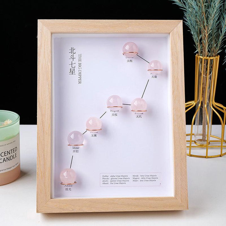 rose quartz crystal big dipper photo frame display