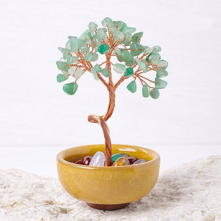 aventurine crystal bonsai tree with agate treasure bowl