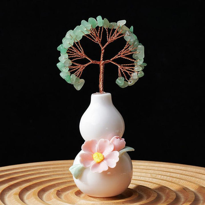 aventurine crystal bonsai tree with ceramic gourd base