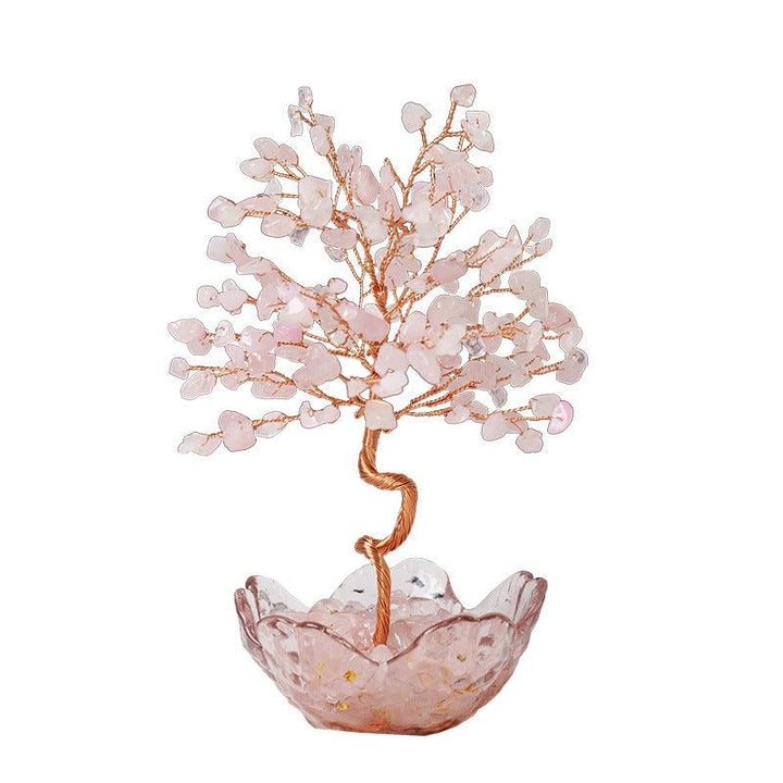 natural crystal bonsai tree with sakura bowl base