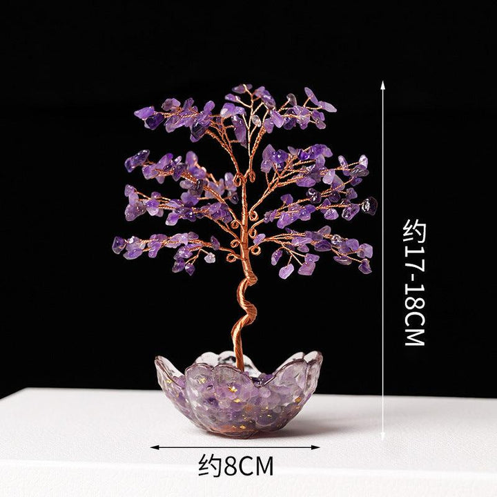 size of natural crystal bonsai tree with sakura bowl base