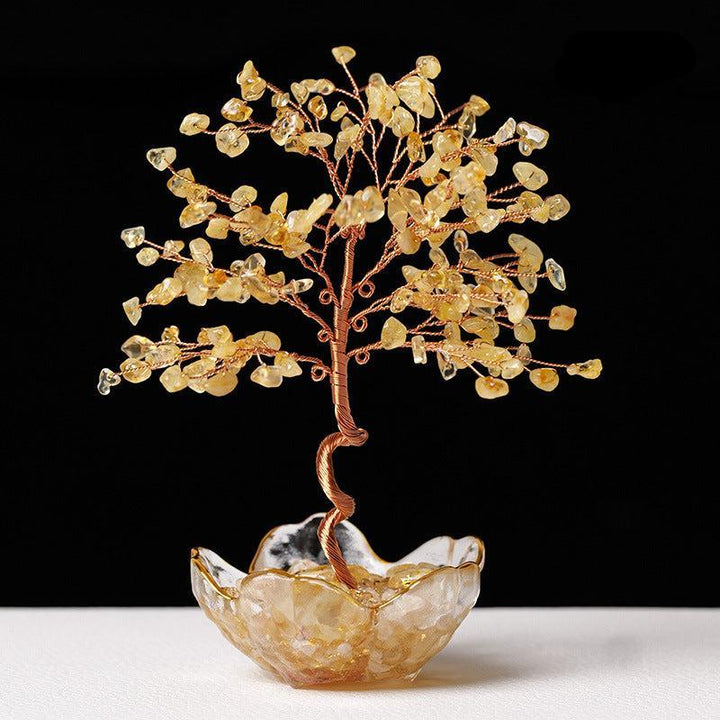 citrine crystal bonsai tree with sakura bowl base