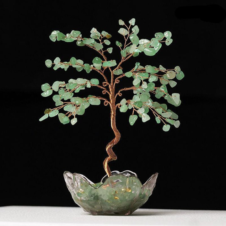 aventurine crystal bonsai tree with sakura bowl base