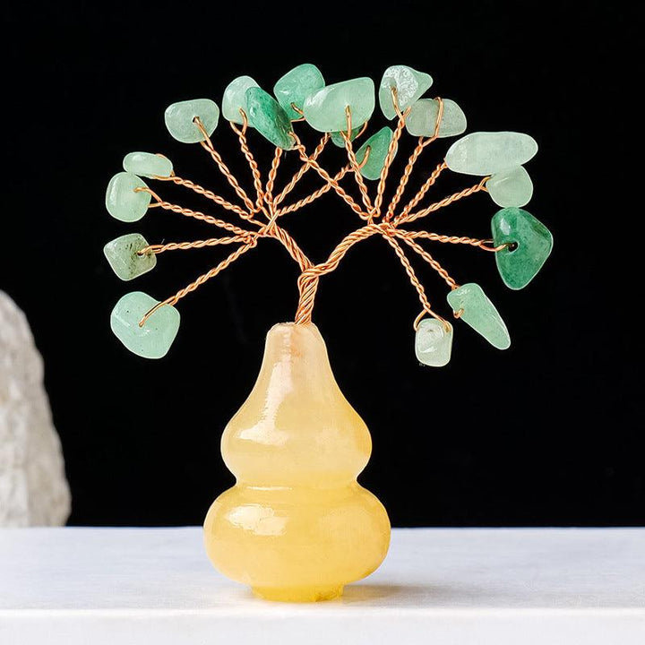 aventurine crystal bonsai tree with yellow jade gourd base