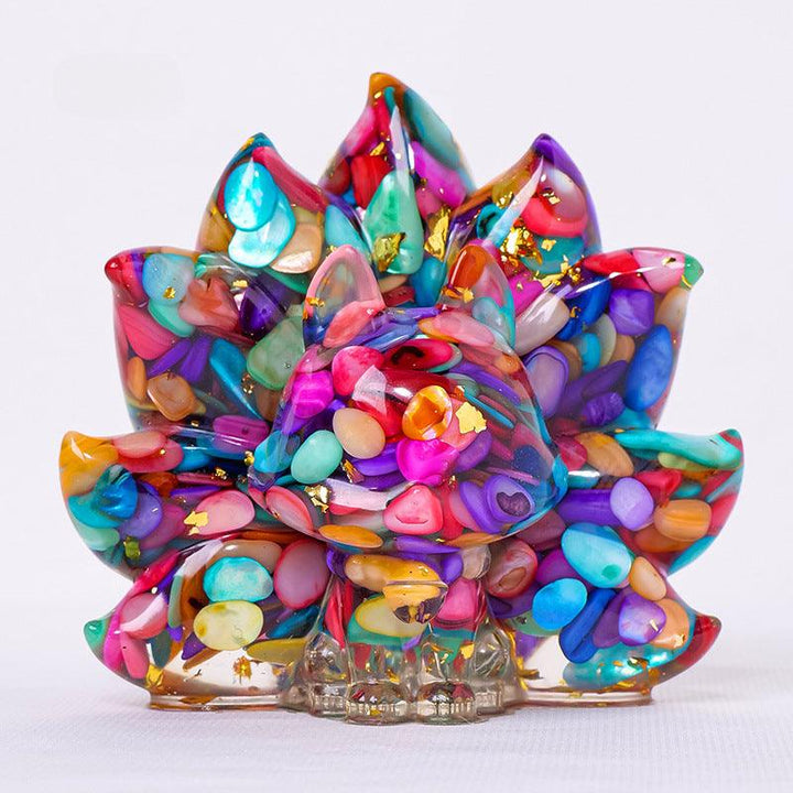 rainbow crystal chip resin nine tailed fox ornament