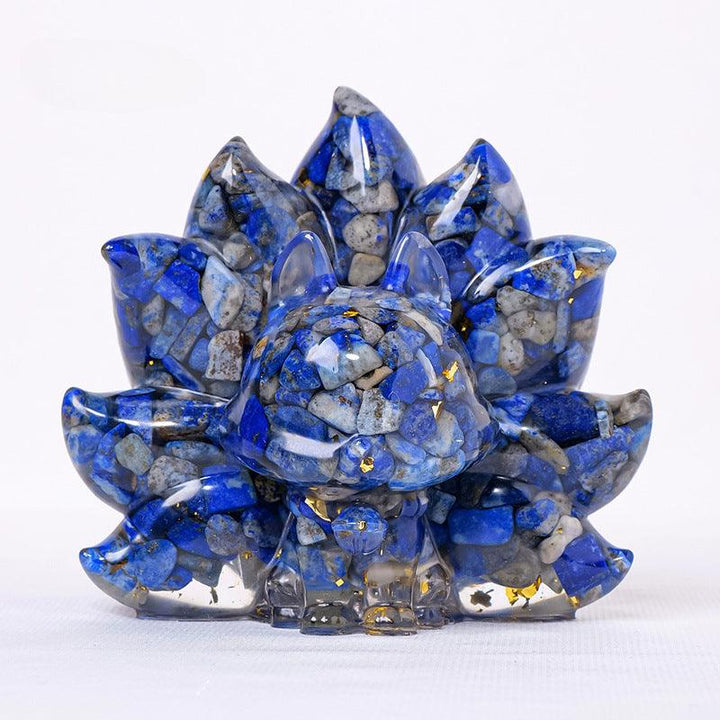 lapis lazuli crystal chip resin nine tailed fox ornament