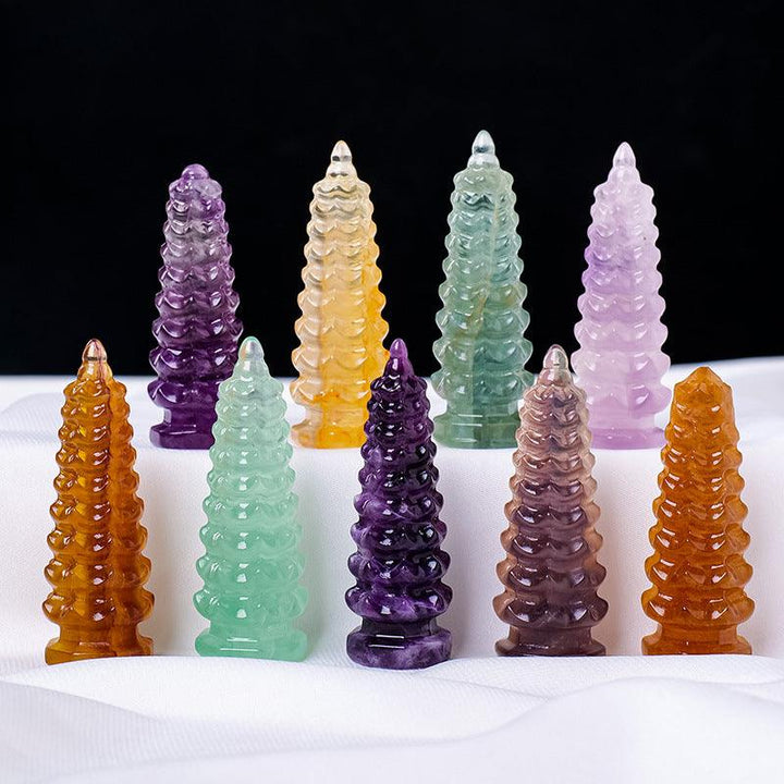 nine natural crystal fluorite wenchang pagoda nine tier tower