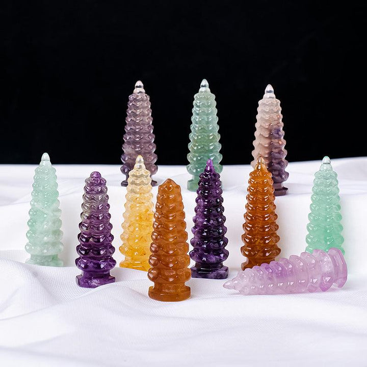 natural crystal fluorite wenchang pagoda nine tier tower