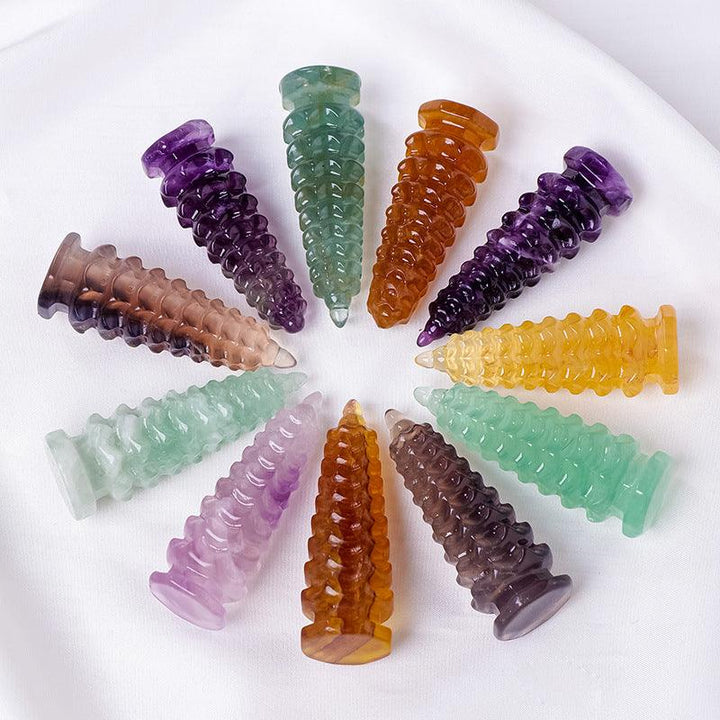 natural crystal fluorite wenchang pagoda nine tier tower