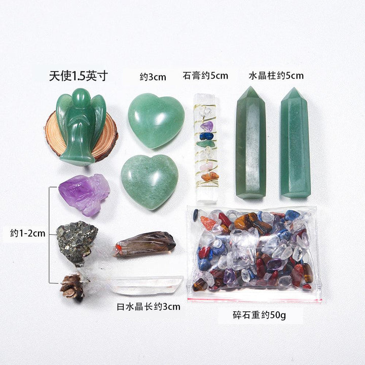 details of natural crystal gift box set witch divination kit